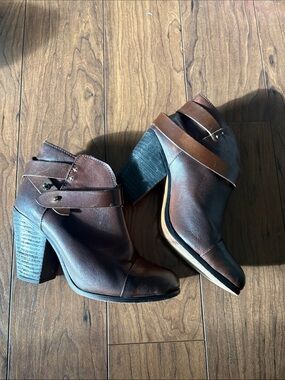 Rag & Bone Harlow Brown Leather Ankle Booties Boots 36.5 6.5